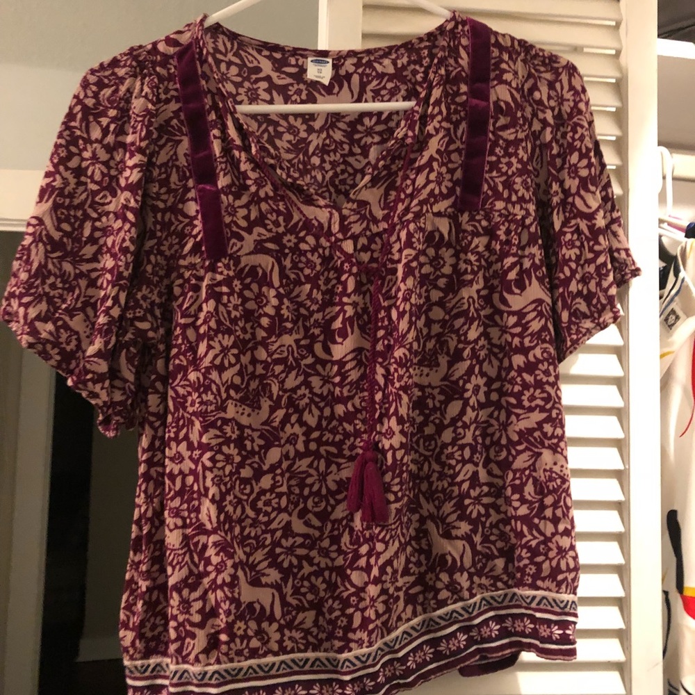 Maroon Floral Top